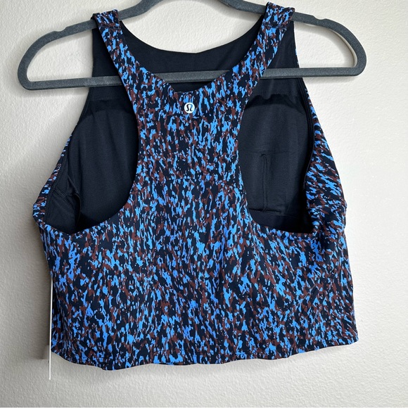 Lululemon Invigorate Tank Cropped Padded Built in Shelf Bra Leopard Camo Size 16 - Picture 2 of 9